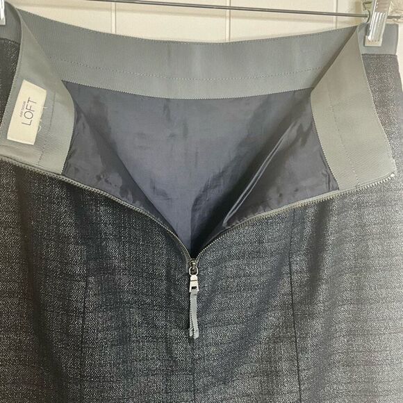 Ann Taylor Loft Women’s Small Grey A Line Mini Skirt Slit Back Zipper - Picture 7 of 10